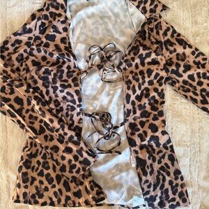 Cider Brown and Black Leopard Print Blazer